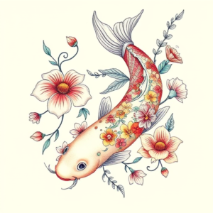Floral Koi Tattoo