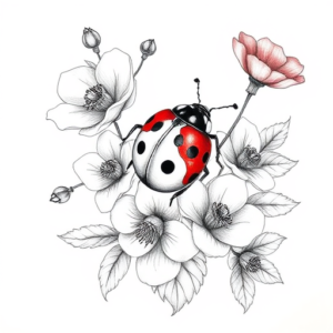 Floral Ladybug Tattoo