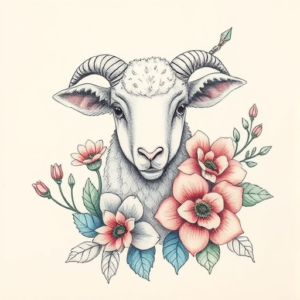 Floral Lamb Tattoo
