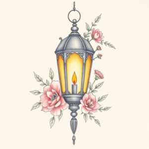 Floral Lantern Tattoo