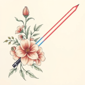 Floral Lightsaber Tattoo
