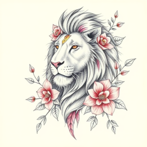 Floral Lion Tattoo