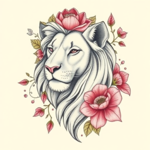 Floral Lioness Tattoo