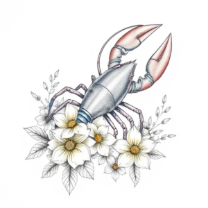Floral Lobster Tattoo