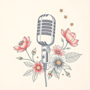 Floral Microphone Tattoo