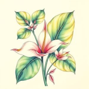 Floral Monstera Tattoo