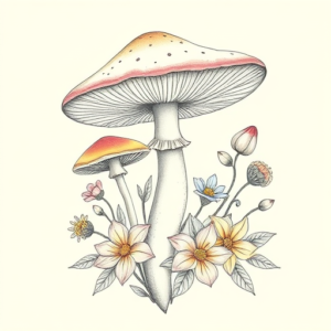 Floral Mushroom Tattoo