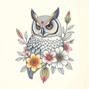Floral Owl Tattoo