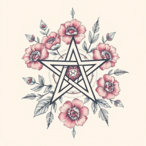 Floral Pentagram Tattoo