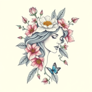 Floral Persephone Tattoo