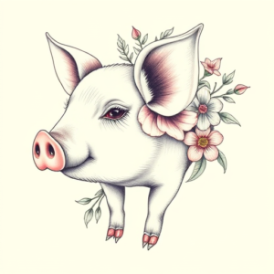 Floral Pig Tattoo