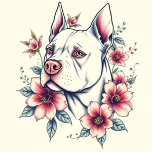 Floral Pitbull Tattoo
