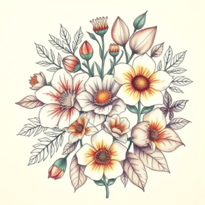 Floral Pizza Tattoo