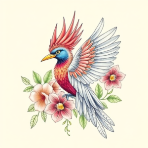 Floral Quetzal Tattoo