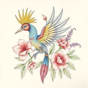 Floral Quetzalcoatl Tattoo