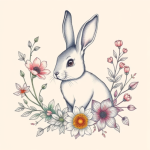 Floral Rabbit Tattoo
