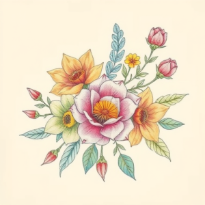 Floral Rainbow Tattoo