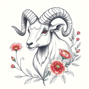 Floral Ram Tattoo