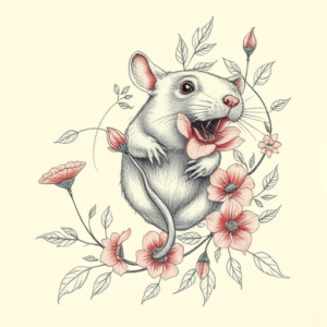 Floral Rat Tattoo