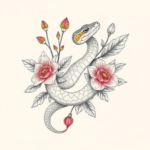 Floral Rattlesnake Tattoo