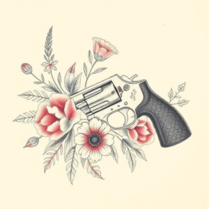 Floral Revolver Tattoo