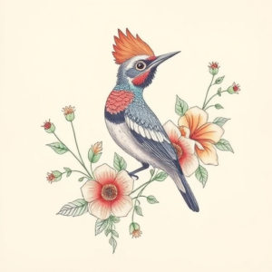 Floral Roadrunner Tattoo