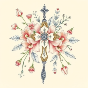 Floral Rosary Tattoo