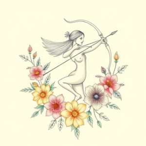 Floral Sagittarius Tattoo