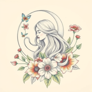 Floral Saturn Tattoo