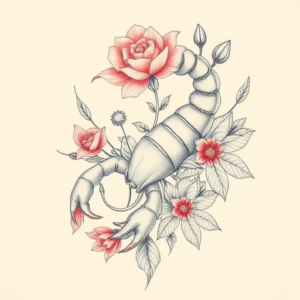 Floral Scorpio Tattoo