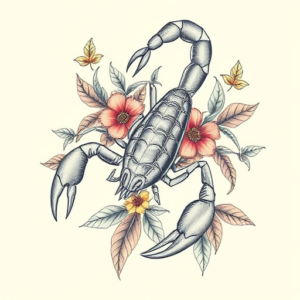 Floral Scorpion Tattoo