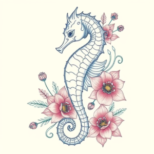Floral Seahorse Tattoo