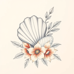 Floral Seashell Tattoo