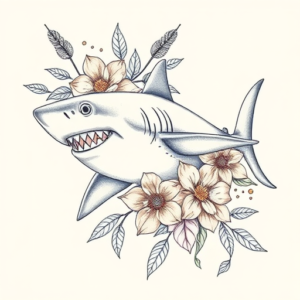 Floral Shark Tattoo