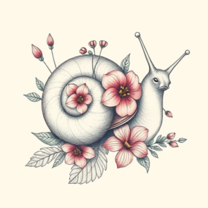 Floral Snail Tattoo