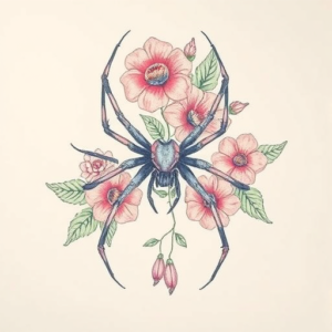 Floral Spider Tattoo