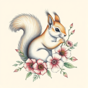 Floral Squirrel Tattoo