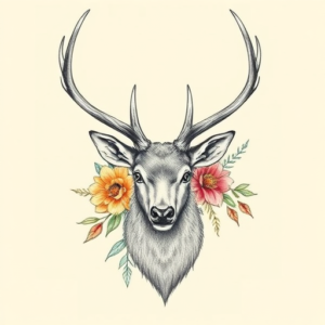 Floral Stag Tattoo