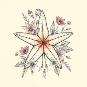Floral Starfish Tattoo