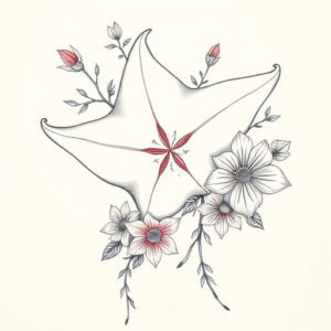 Floral Stingray Tattoo