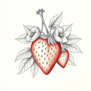 Floral Strawberry Tattoo
