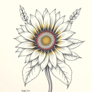 Floral Sunflower Tattoo