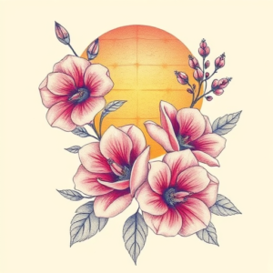 Floral Sunset Tattoo