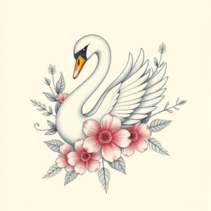 Floral Swan Tattoo