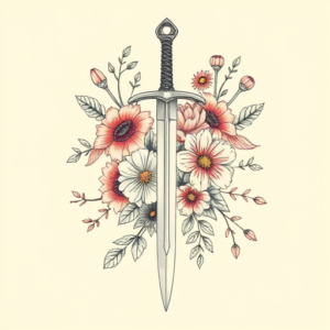 Floral Sword Tattoo