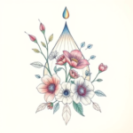 Floral Teardrop Tattoo