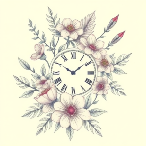 Floral Time Tattoo
