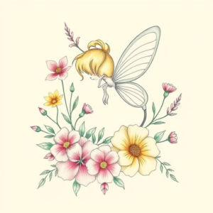 Floral Tinkerbell Tattoo