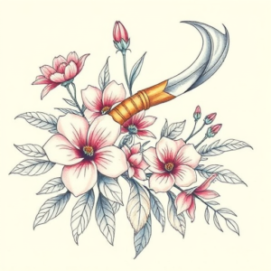 Floral Tomahawk Tattoo