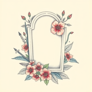 Floral Tombstone Tattoo